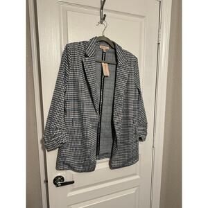 NWT Philosophy houndstooth, blazer, black, white, and blue